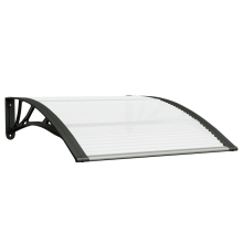 vidaXL Door Canopy Window Outdoor Awning Black and Transparent Polycarbonate