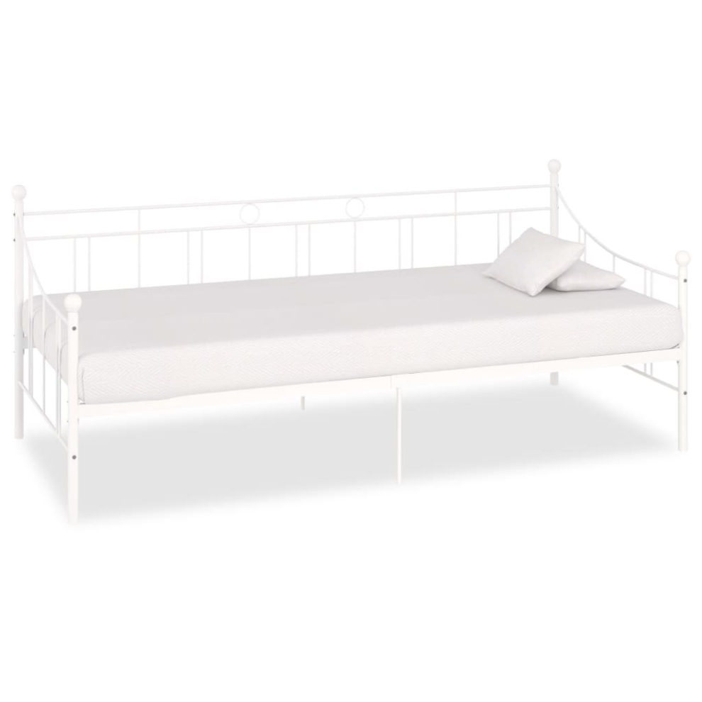 vidaXL Daybed Frame White Metal 90x200cm Bedroom Dorm Guest Room Furniture