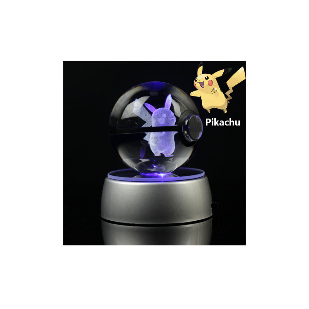 (QWW-26) Pokemon 3D Crystal Ball Anime Snorlax Figure Pokeball Engraving Crystal