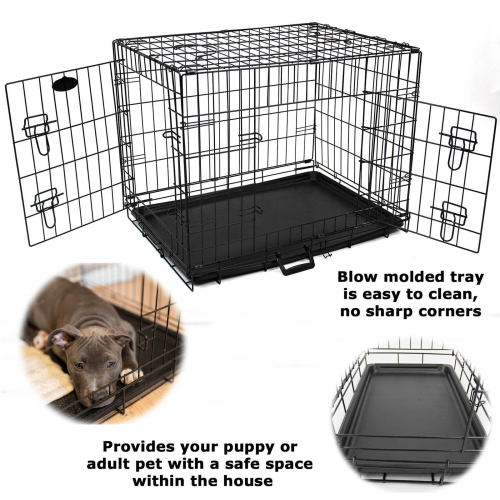 42" XL Dog Cage Pet Puppy Metal Training Crate Carrier Black Actiaspet 1