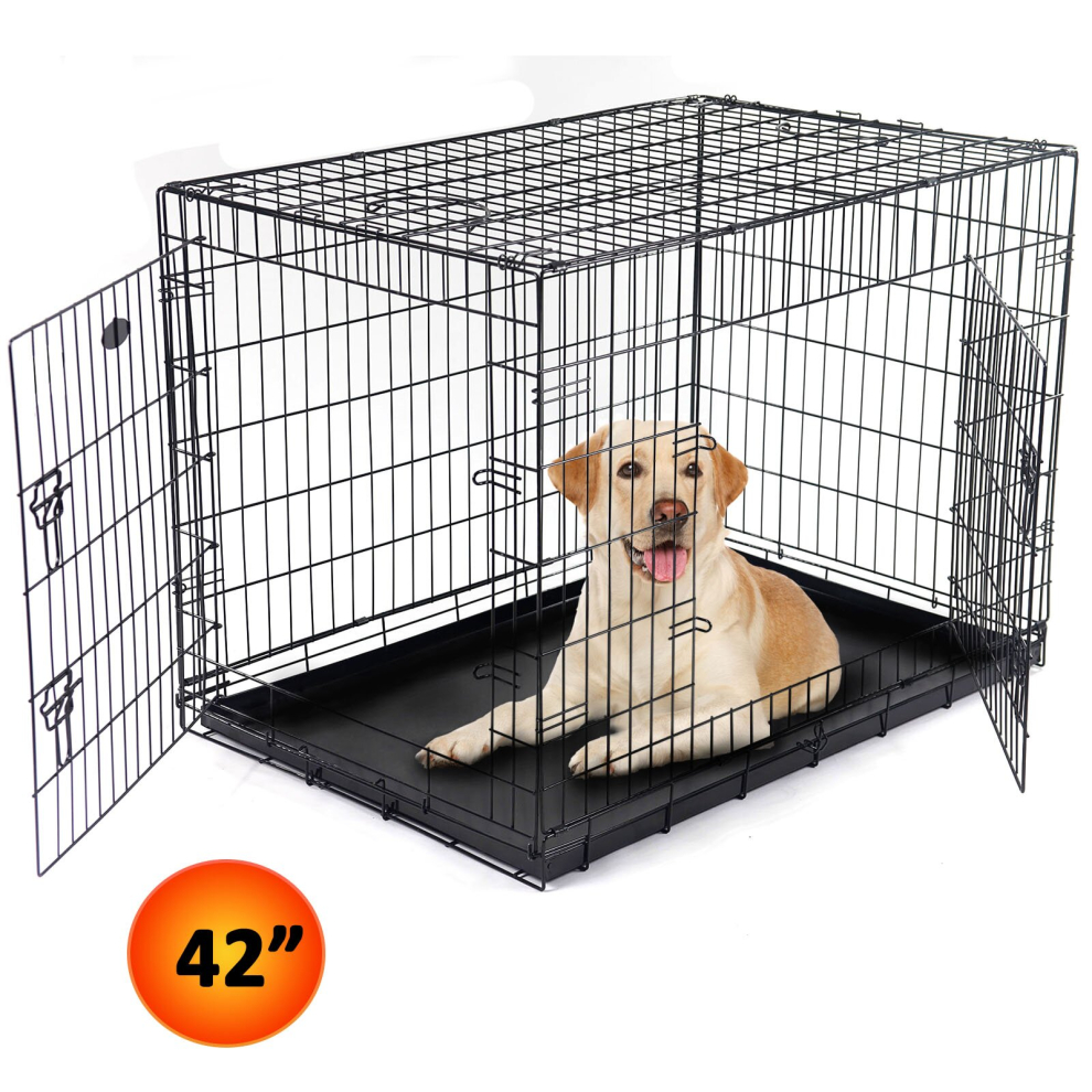 42" XL Dog Cage Pet Puppy Metal Training Crate Carrier Black Actiaspet