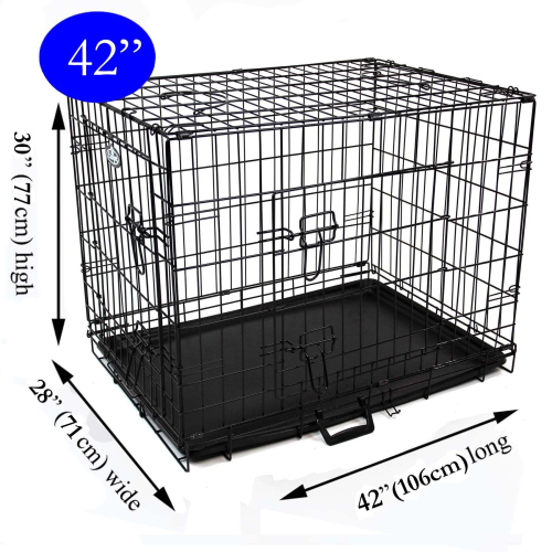 42" XL Dog Cage Pet Puppy Metal Training Crate Carrier Black Actiaspet 2