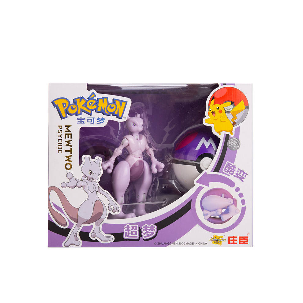 (Mewtwo With Box) Original Box Pokemon 12 Styles Pokeball Deformation Toy Set Anime Figure