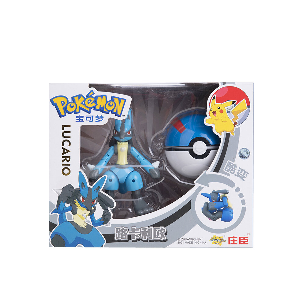 (Lucario With Box) Original Box Pokemon 12 Styles Pokeball Deformation Toy Set Anime Figure