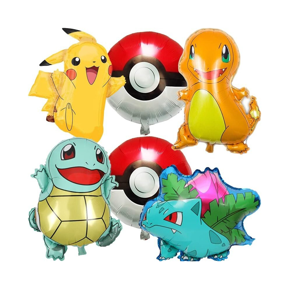 (Balloons-6pcs-mix) Pokemon Helium Balloons Cartoon Baby Shower Supplies Pikachu Birthday