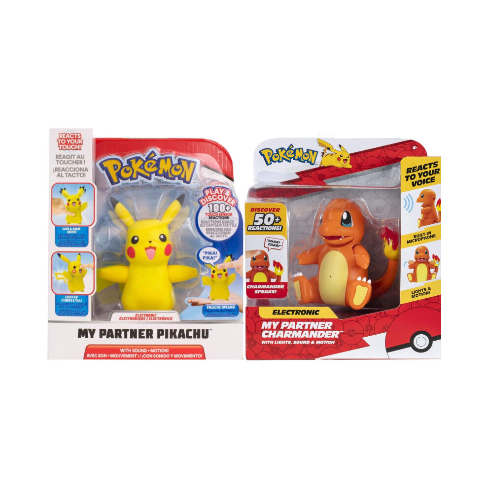 Pokémon (Pika Char 2Pcs) Wct Pokemon Electronic Interactive My Partner Pikachu- Charmander-Reacts