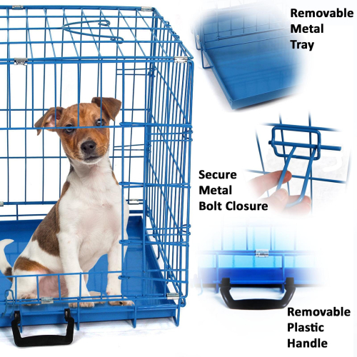 Blue 20in Dog Metal Training Cage with one door 2