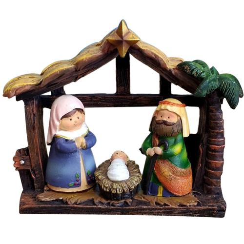 Spactz Christmas Nativity Scene Crib Figurine Set with Nursery Figurine ...