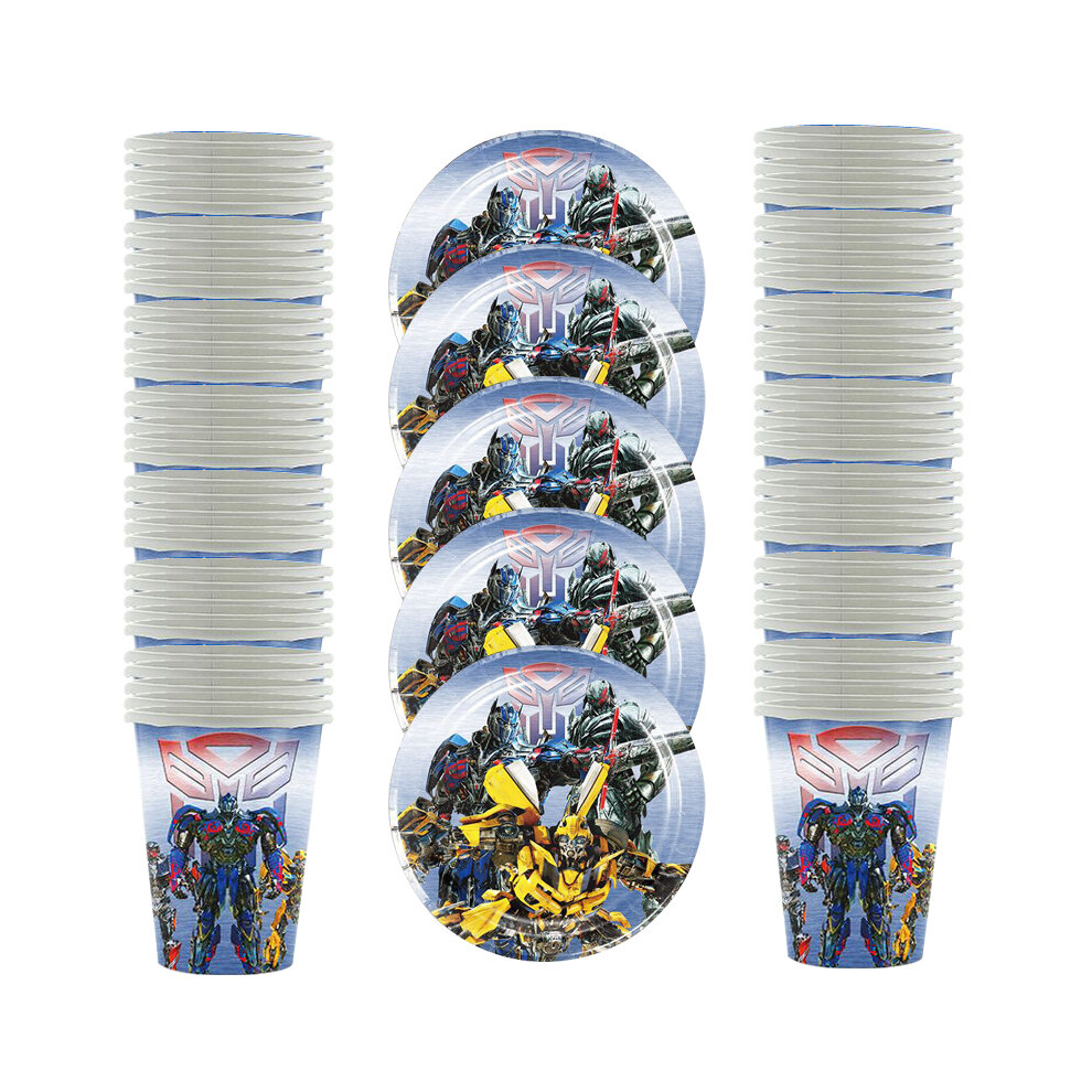 60pcs/lot Transformers Theme Tableware Set Happy Birthday Party Plates