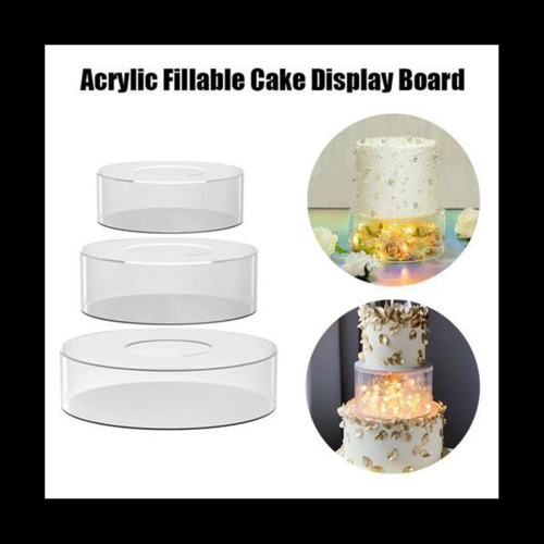 Spactz Clear Acrylic Cake Stands, Fillable Cake Box, Round Cake Display