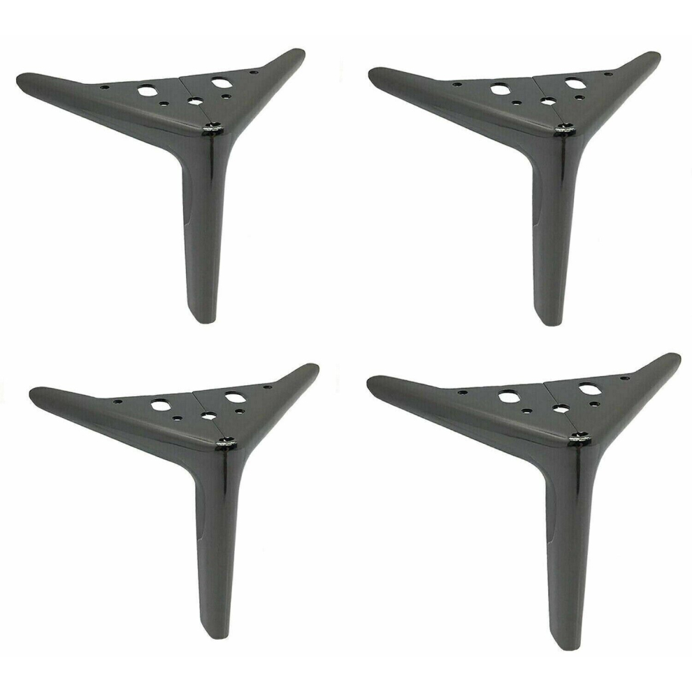 4X 15Cm Metal Furniture Legs - Shining Black, Modern Replacement Feet For Sofa, Table, Cabinet 5061034681448