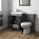 600mm Bathroom Vanity Unit Basin Concealed Cistern Toilet WC Gloss Grey Modern 11