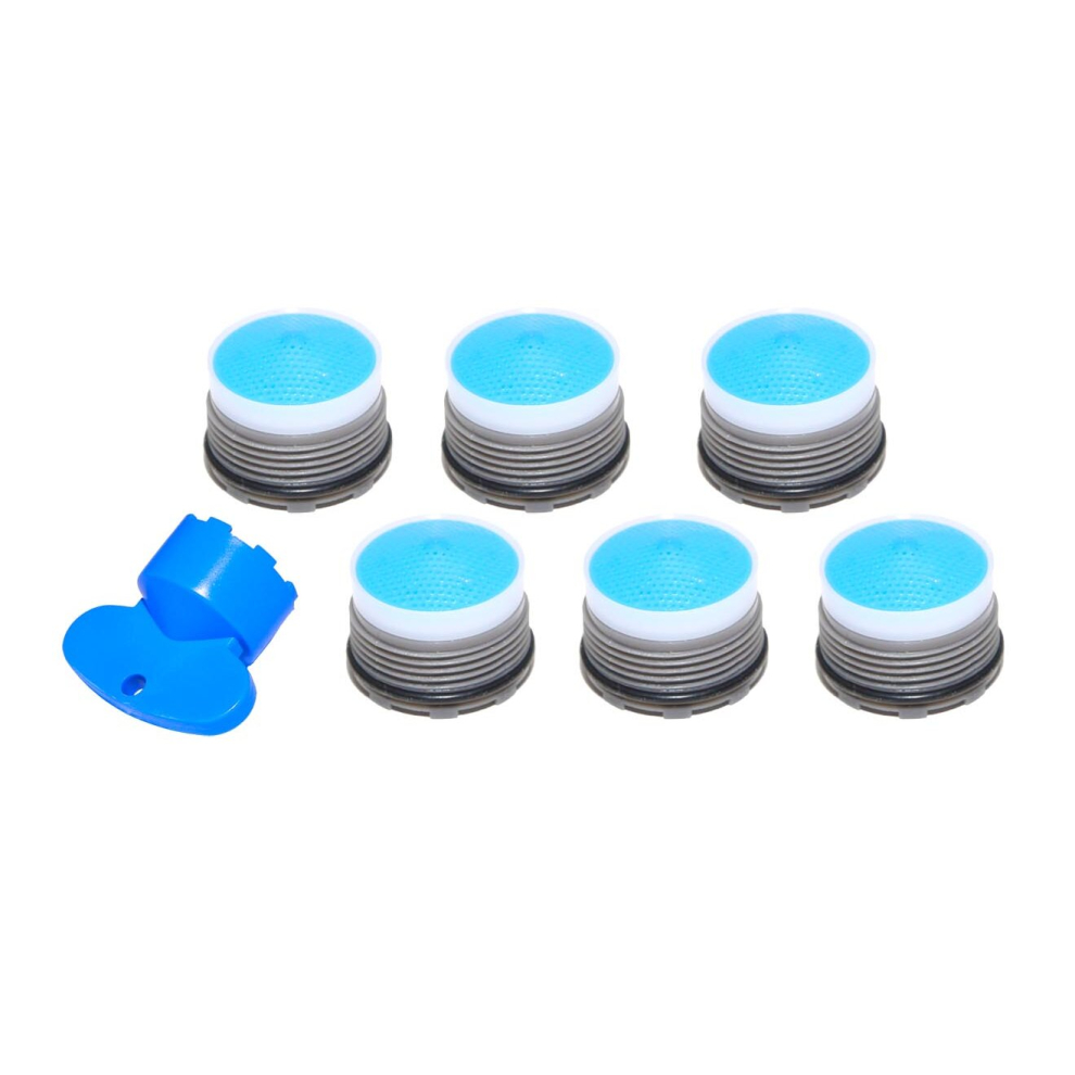 Lowenergie (6 Pack Plus 1 Key) Tap Aerator Water & Energy Saving, Replacement Core Flow Restrictor, Reduce Bills 18.5Mm 4 Per Minute +1 Key