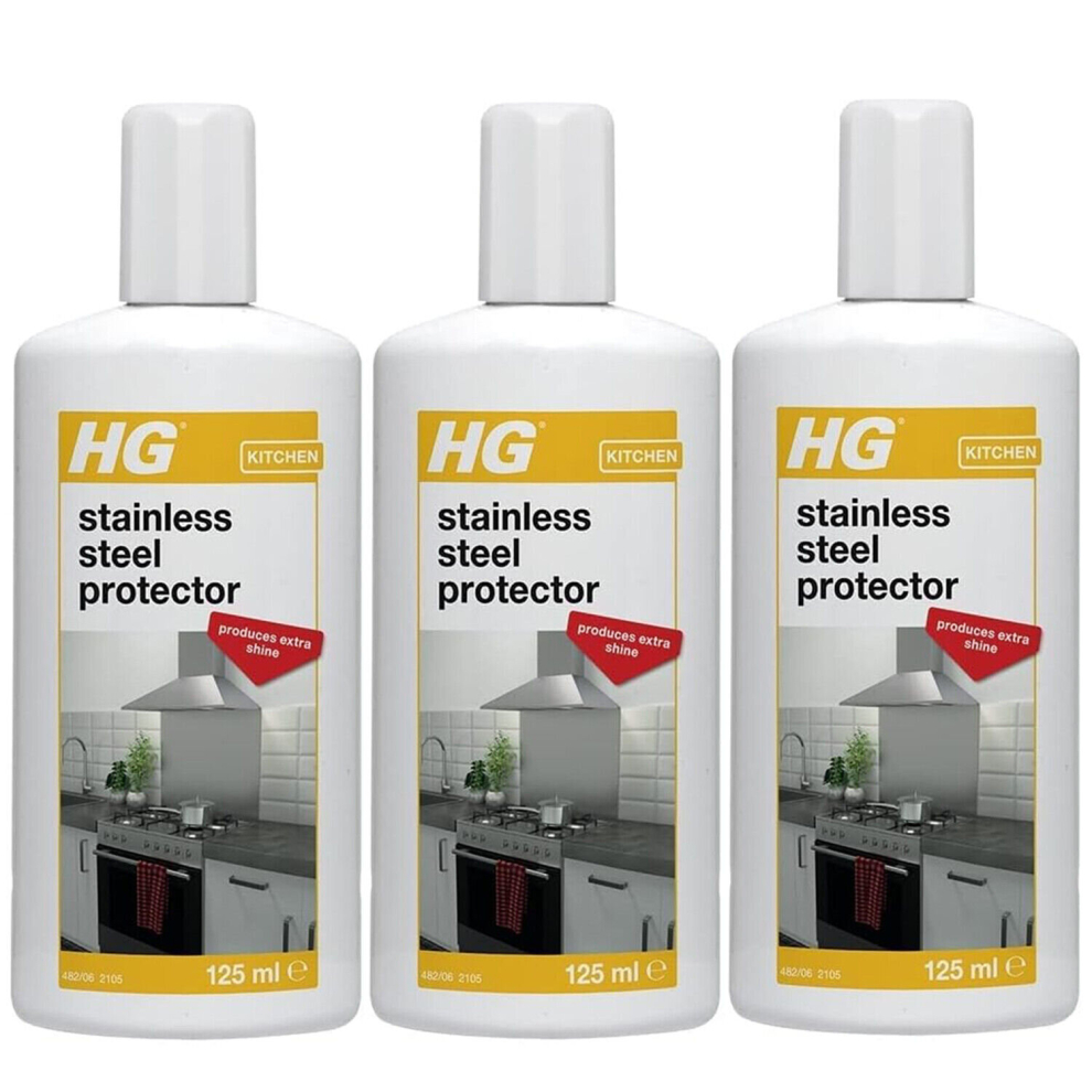 3 x HG Stainless Steel Protector Quick Shine And Polish Finish - 125ml