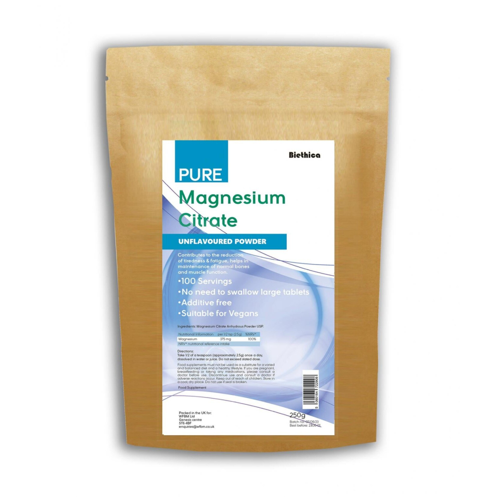 Biethica Pure Magnesium Citrate Powder 250G