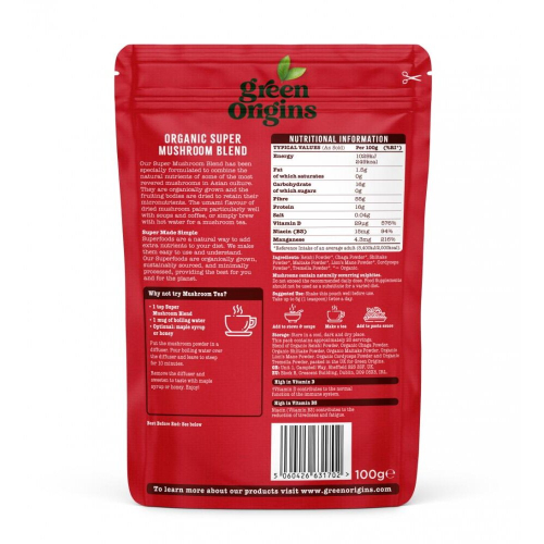 Green Origins Organic Super Mushroom Blend 100g 2