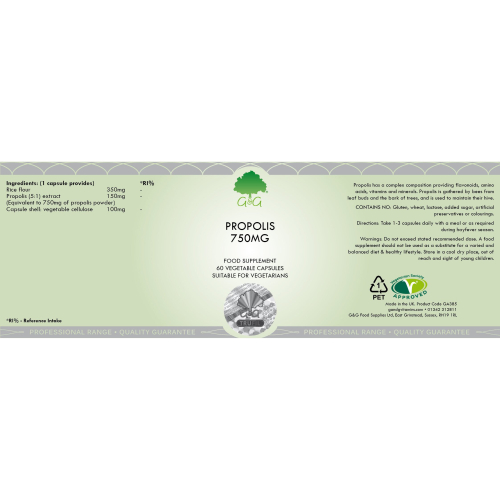 G&G Vitamins Propolis 750mg 60's 2