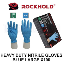 ROCKHOLD Large Nitrile Disposable Gloves Heavy Duty Latex Free Blue x100