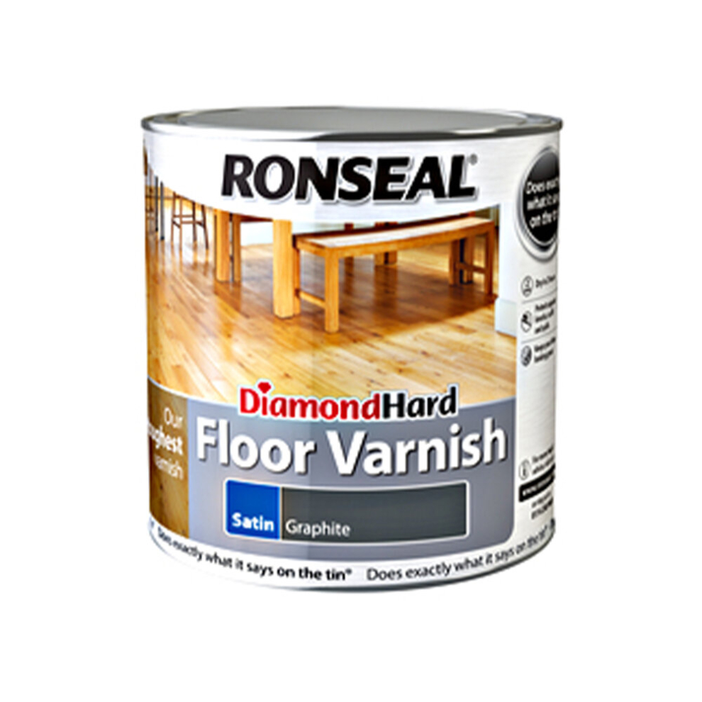 Ronseal Diamond Hard Floor Varnish - Satin, Graphite - 2.5L