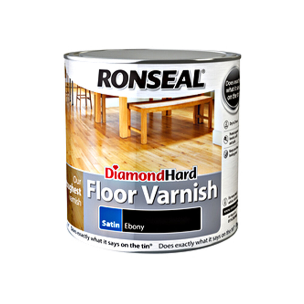 Ronseal Diamond Hard Floor Varnish, Satin - Ebony 2.5L