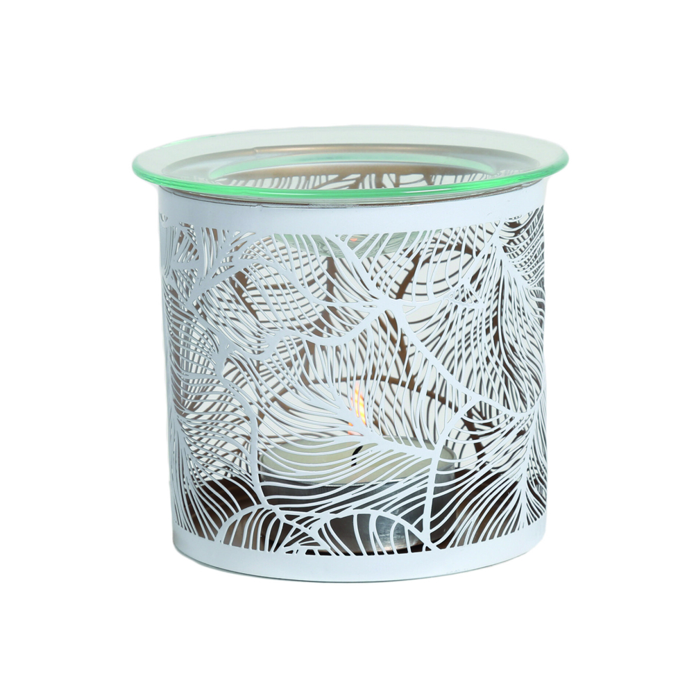 Aroma Wax Melt Burner/Candle Holder - White Botanicals