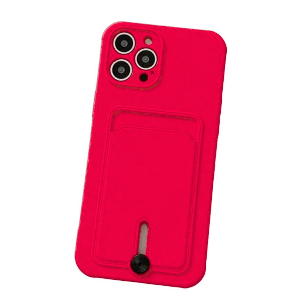 Silicone Card Holder Protection Case Compatible With Iphone 15 Pro In Citrus Pink 9145584623021
