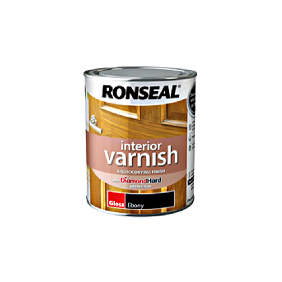Ronseal Interior Varnish - Gloss, Ebony - 750Ml