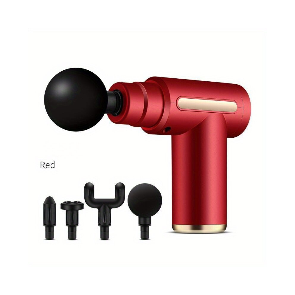 Red Massage Gun Deep Tissue Muscle Handheld Percussion Massager For Body Back And Neck Relaxation Compact For Women