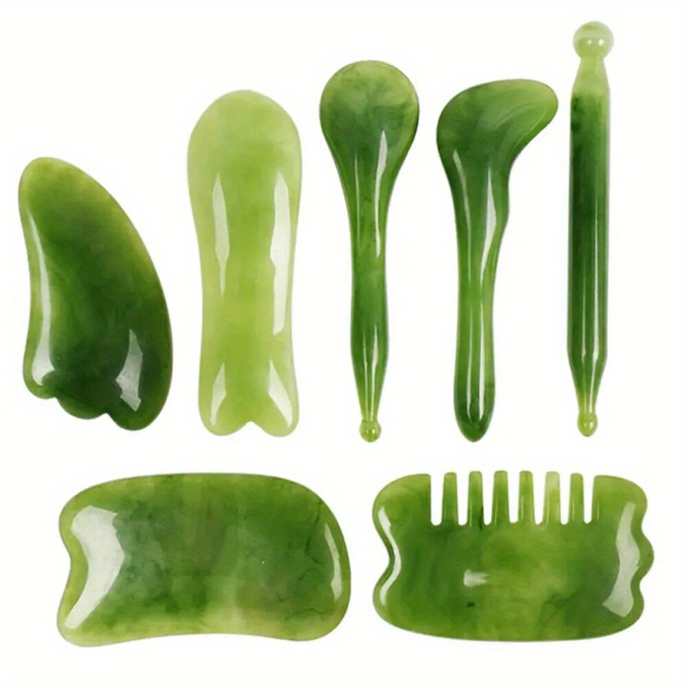 7pcs Guasha Beauty Massage Scraping Massage Scraper 7 Pieces Gua Sha Scraping Massage Tool Natural Resin GuaSha Tool Massage Tools Set For Face Back A