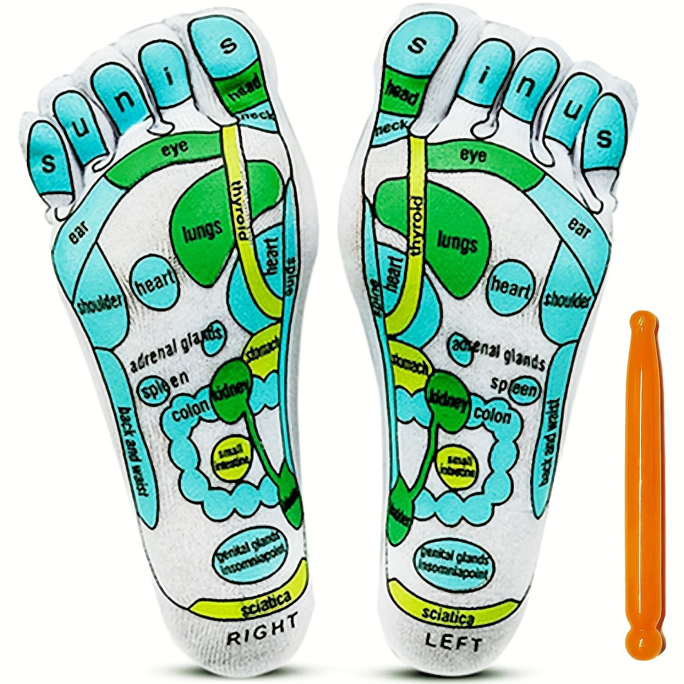 Multicoloured 2Pcs Acupressure Reflexology Socks Pain Relief Acupuncture Socks For Foot Massage Beginner Acupoint Massage Tools Christmas For Parents