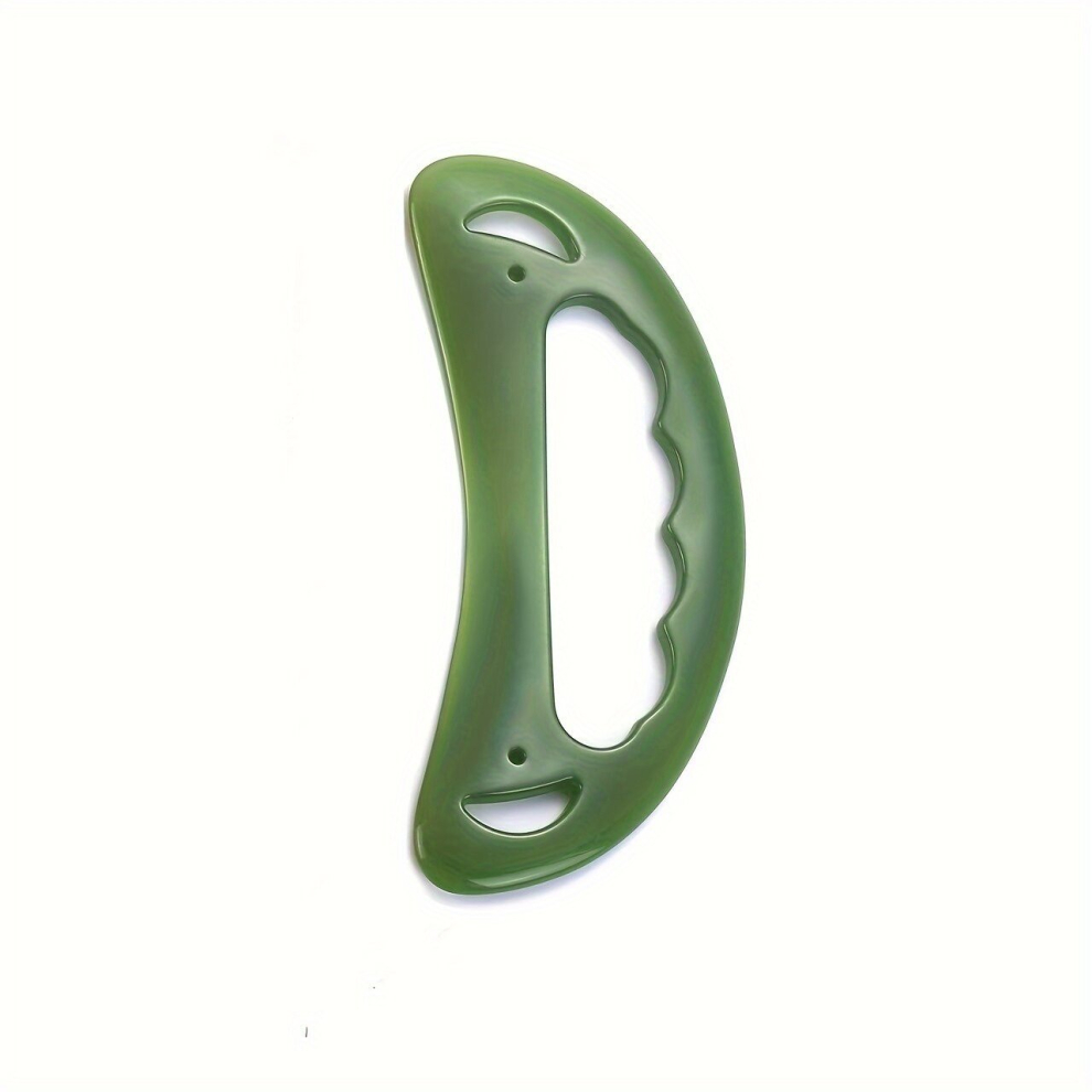 Green 1Pc Gua Sha Massage Tool With Handle Resin Larger Guasha Scraping Tool For Back Neck Face Leg Massage Lymphatic Drainage Cellulite