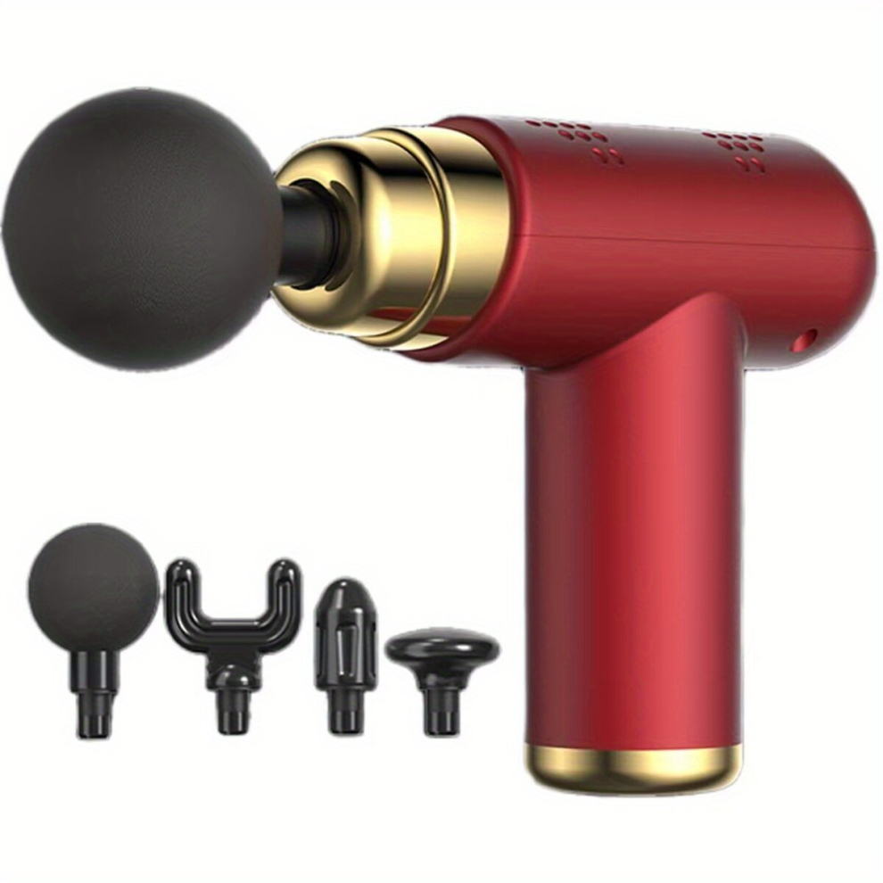 Rechargeable Massage Gun Deep Tissue Massage Gun With 6 Level Intensity & 4 Replaceable Massage Heads Portable Fascia Body Massager For Men And Women