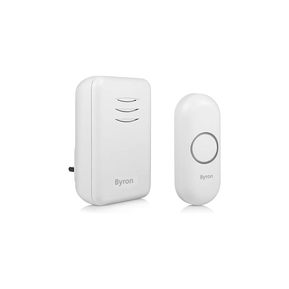 Byron DBY-22312UK Wireless Plug In Doorbell Set, 150 m Range, 16 Melodies, White