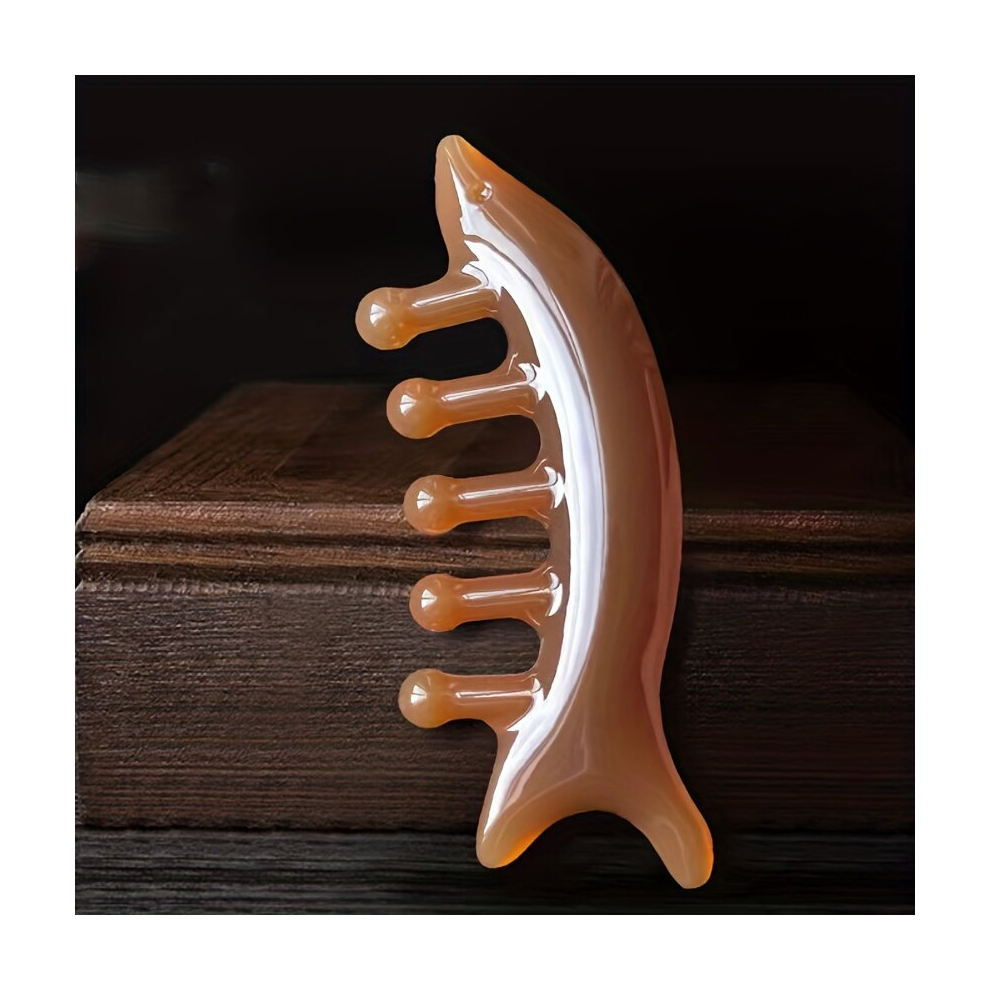 Multicoloured 1Pc Shark Comb Massage Brush Five Teeth Meridians Brush Neck Scraping Neck Whole Body Universal Massager Hair Comb