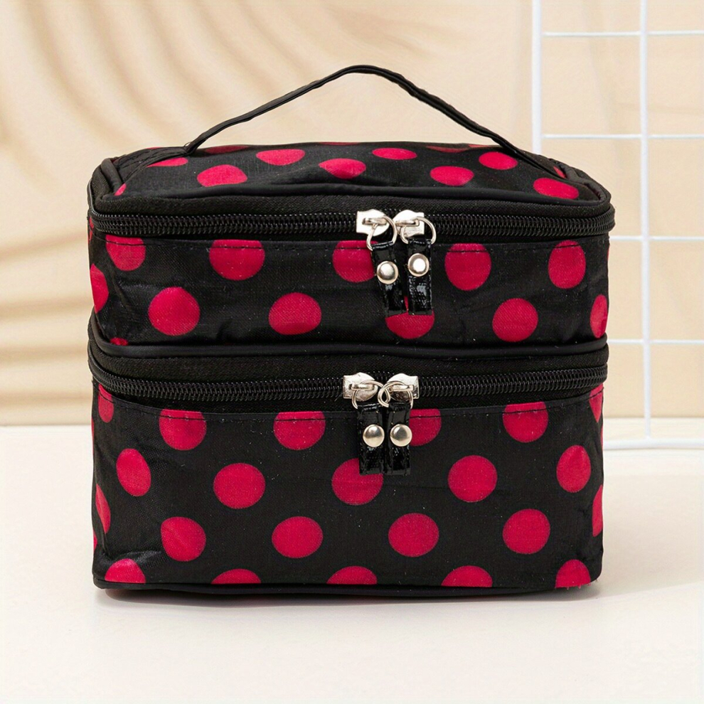 Multicoloured Durable Double Layer Cosmetic Bag With Zipper Perfect For Travel And Organizing Skincare Products And Makeup