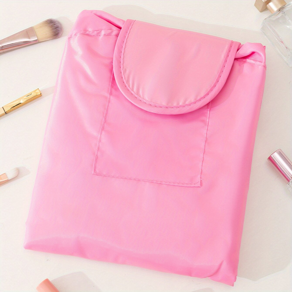 Large Capacity Drawstring Makeup Organizer Lay Flat Makeup Bag Cosmetic Bag Toiletry Bag For Travel Portable Make Up Bag For Women Folding Toiletries
