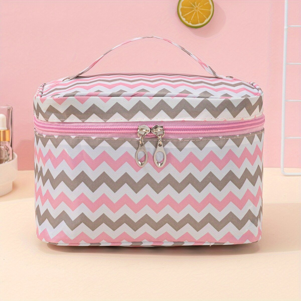 Ripple Pattern Makeup Bag Travel Portable Toiletry Cosmetic Bag For Women And Girls Large Capacity Make Up Case Zipper Pouch Cosmetics Accessories Org