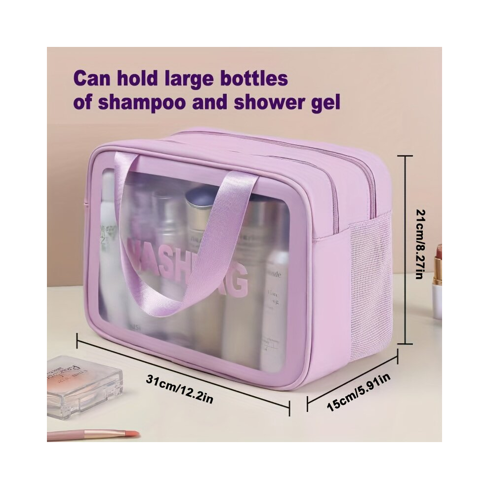 Purple Toiletry Bag Travel Bag With Handle Dry And Wet Separation Makeup Cosmetic Bag Double Layer Travel Organizer For Accessories Shampoo Full Sized