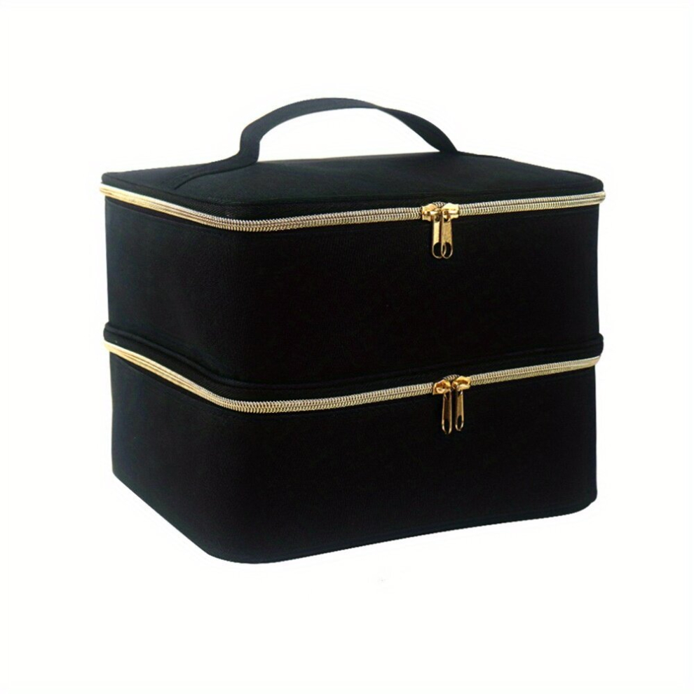 Double Layer Cosmetic Bag Nail Polish Essential Cosmetic Storage Bag Travel Makeup Manicure Tools Accessories Organizer With Handle