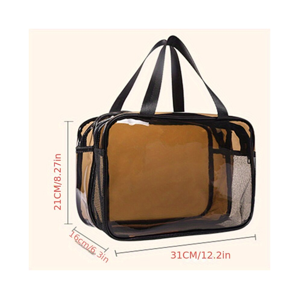 Multicoloured Clear Makeup Bags Cosmetic Bag With Compartments Handle Transparent Travel Bags For Toiletries Clear Toiletry Bag Zipper Closure Make Up Organizer Bat