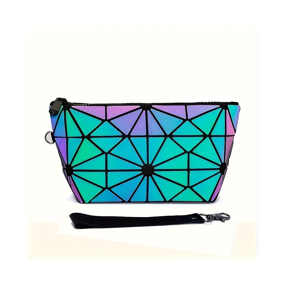 Women Geometric Luminous Purse Makeup Bag Handbag Roomy Cosmetic Bag Evening Bag For Women Girls
