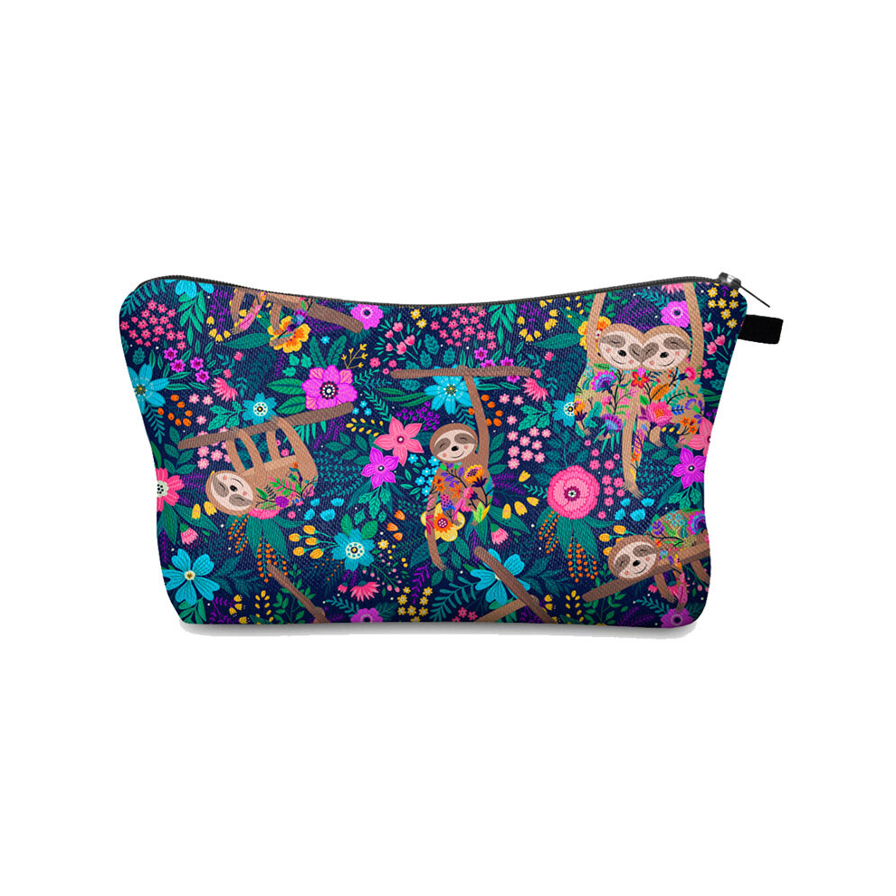 Multicoloured Adorable Sloth Pattern Makeup Bags Double Sided Printed Travel Cosmetic Bag With Zipper Pouch And Roomy Toiletry Organizer Perfect Gift For Women And