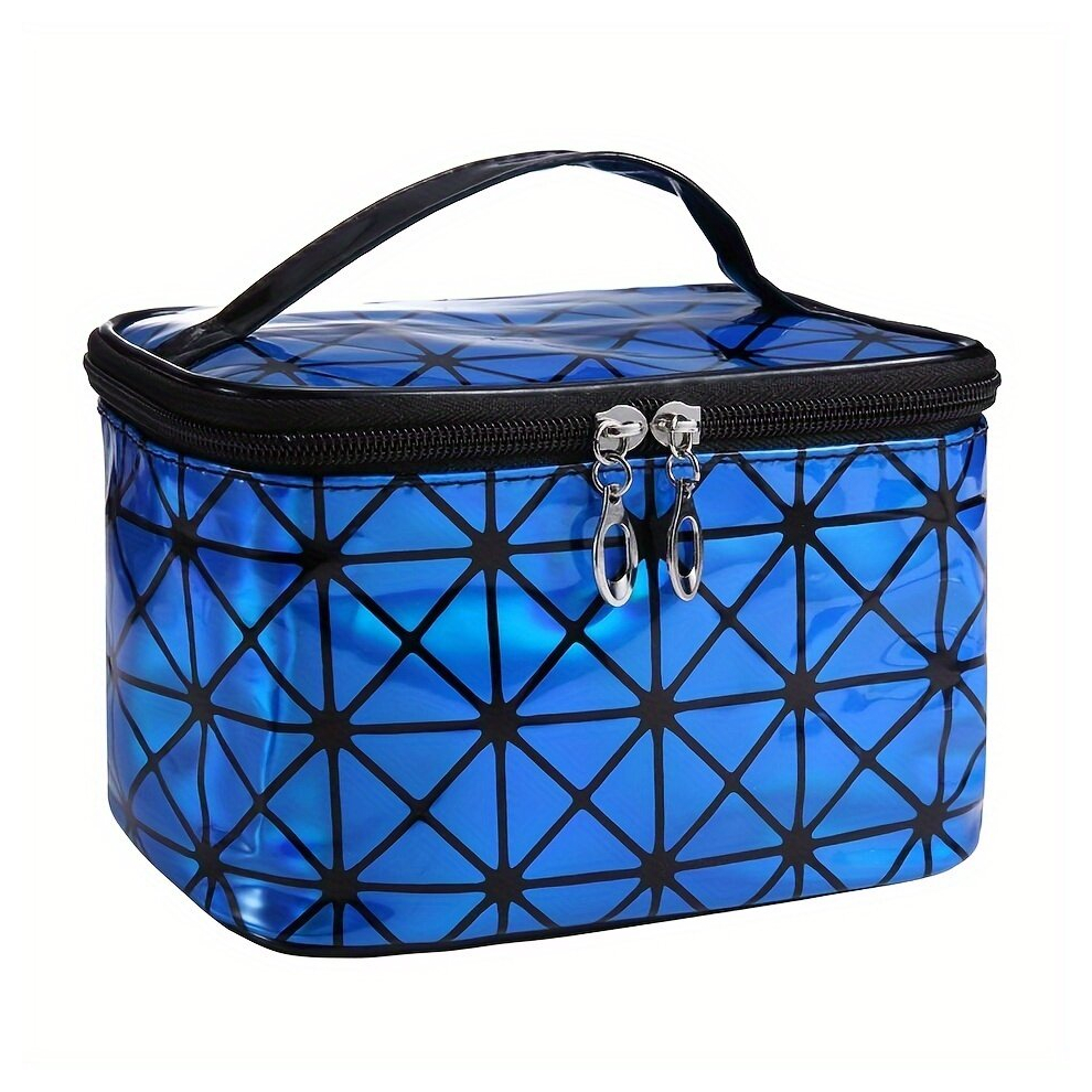 1pc Waterproof Geometric Pattern Makeup Bag Large Capacity Travel Tote for Toiletries and Cosmetics