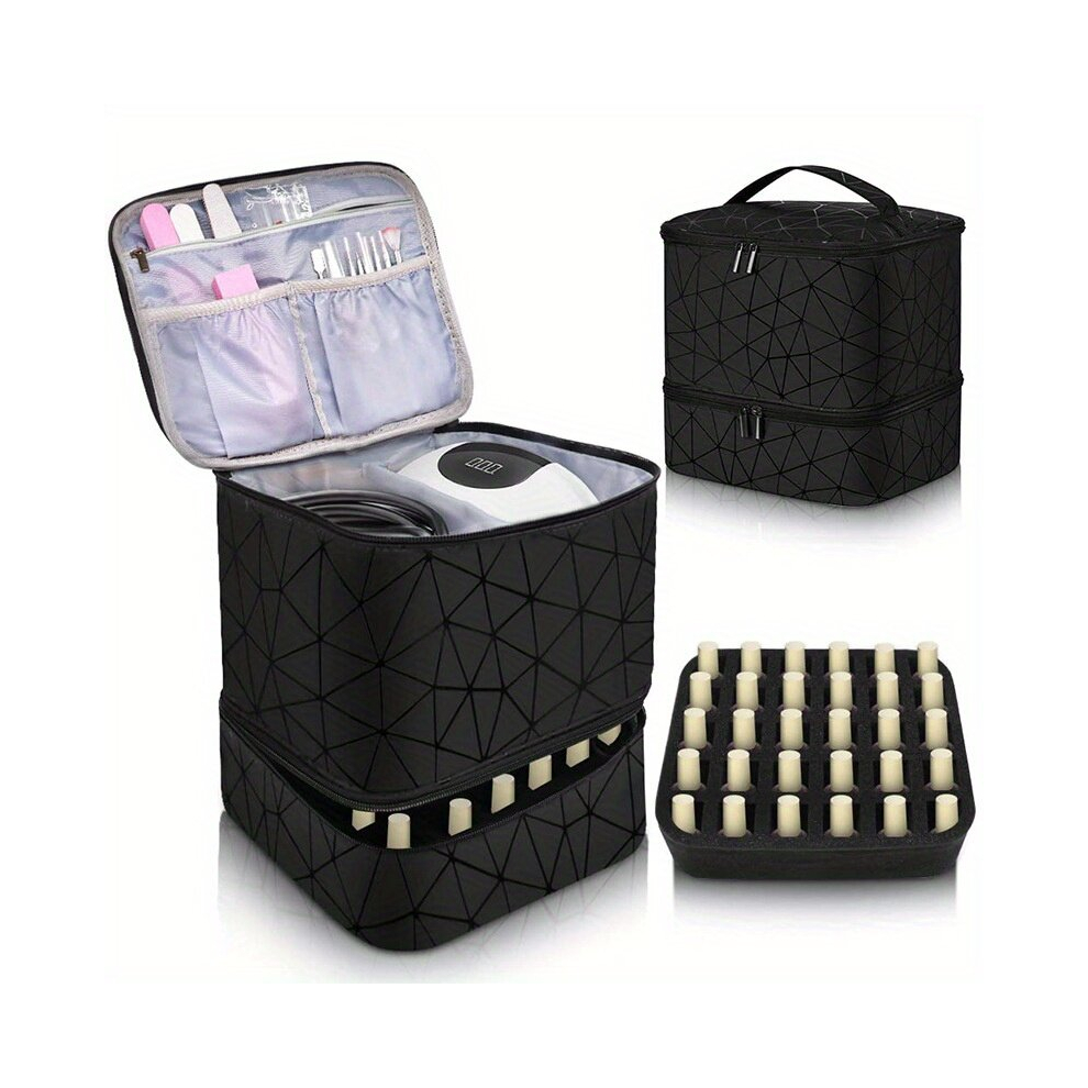 Multicoloured Large Nail Polish Bag Organizer Case Nail Polish Organizer Holds A Nail Light And 30 Nail Polish Bottles Nail Polish Carrying Bag With Manicure Tools