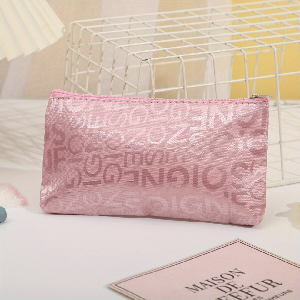 Large Capacity Letter Graphic Cosmetic Bag Perfect for Travel and Makeup Storage