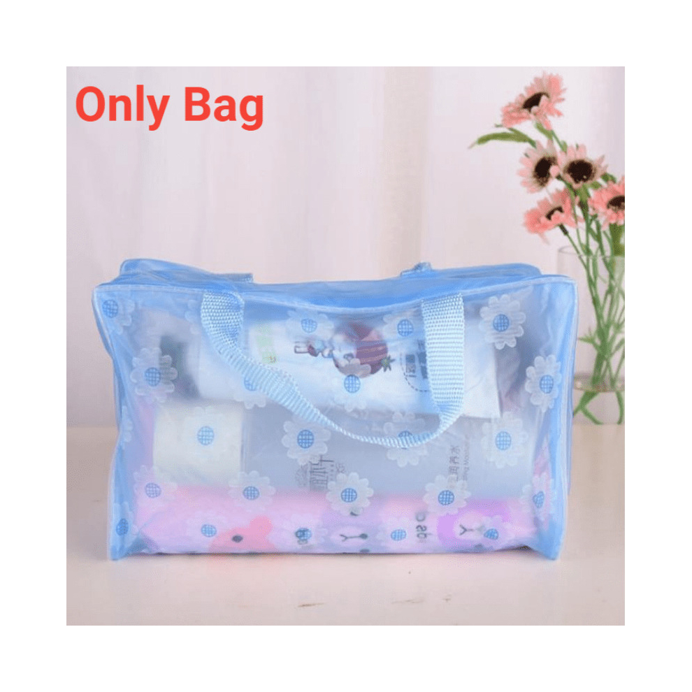 Clear Flower Print Toiletry Travel Bag with Zipper and Handle Waterproof Cosmetic Bag for Organizing Makeup and Toiletries on Vacation and in the Bath