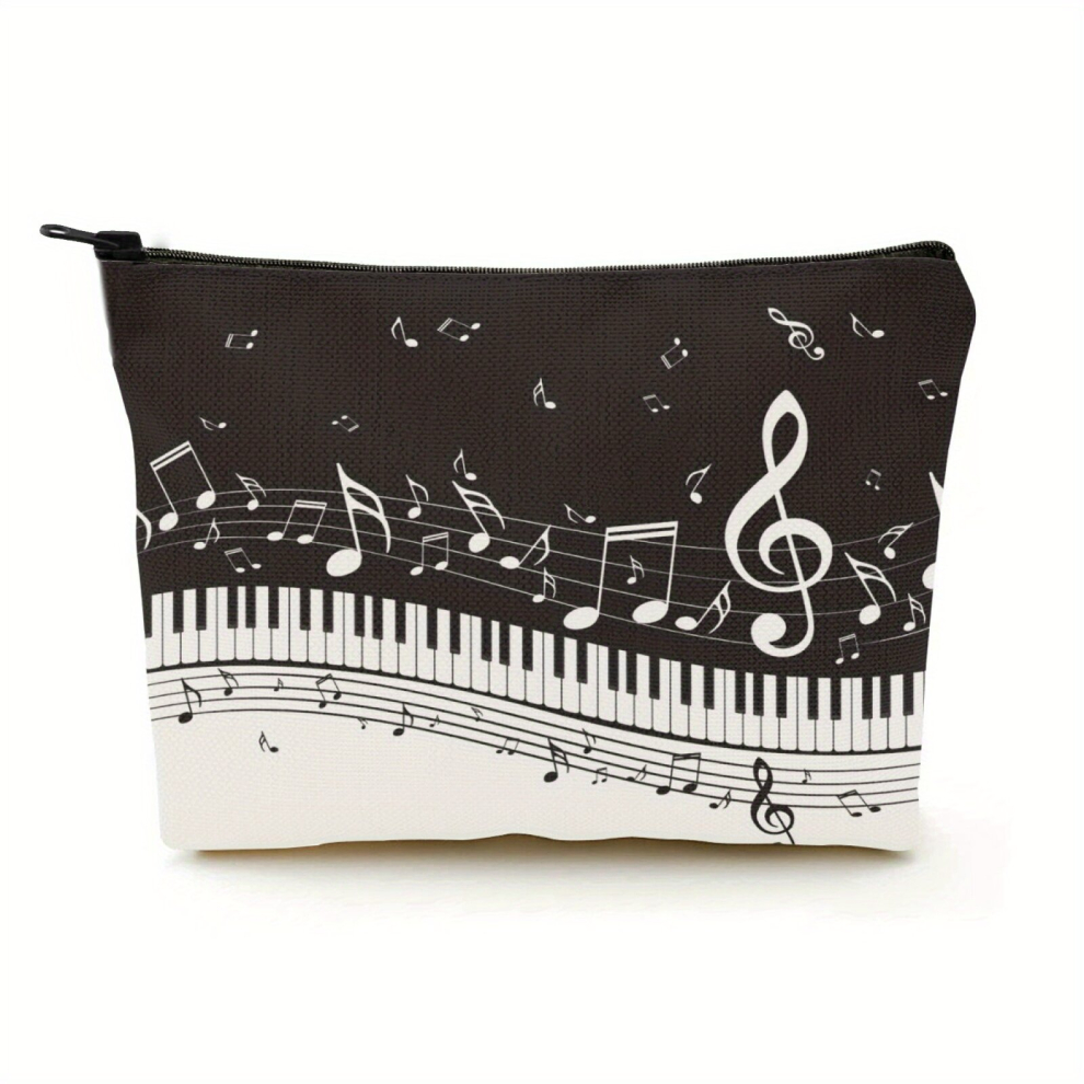 Stylish Piano Notes Pattern Makeup Bag Perfect for Womens Travel & Toiletry Accessories