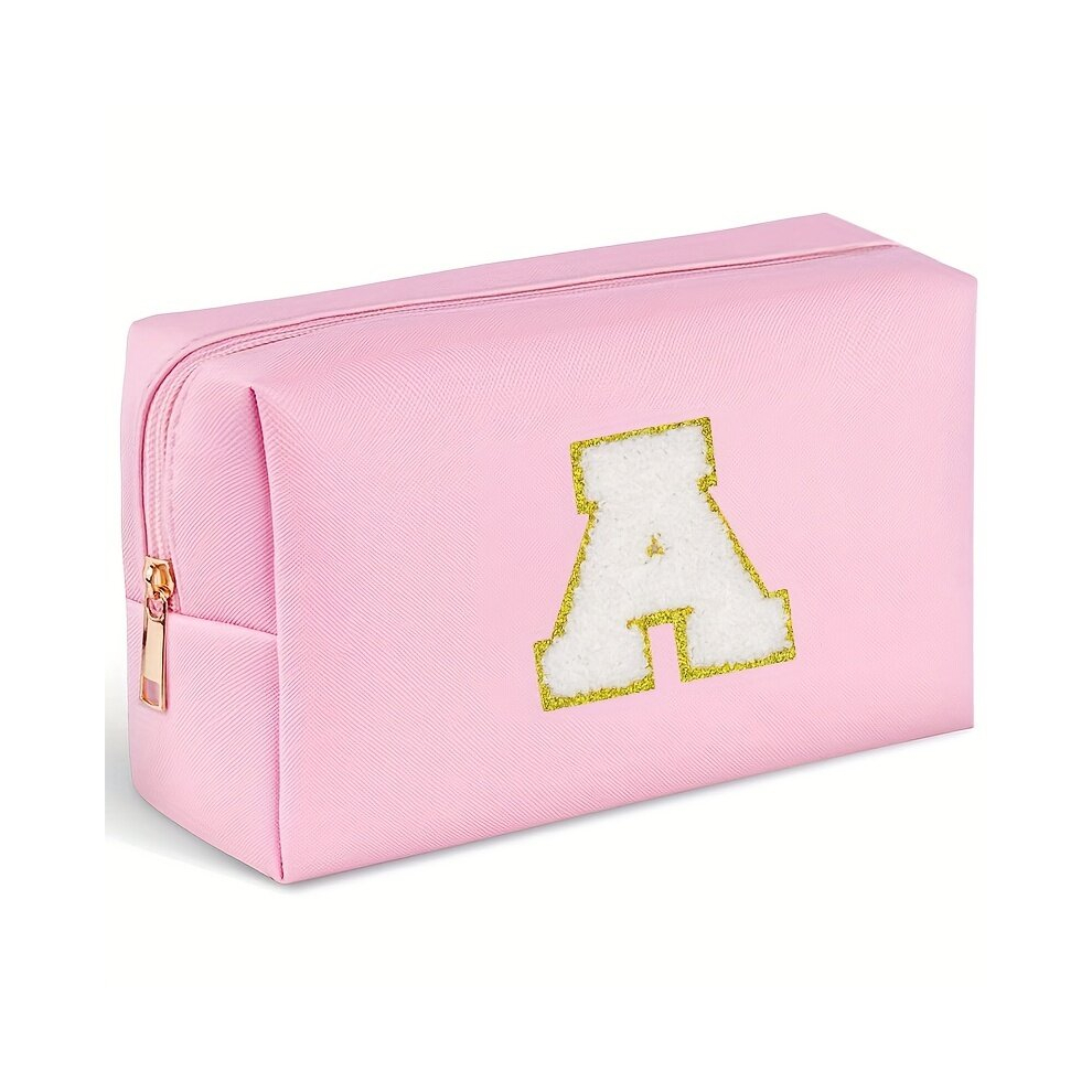 Initial Cosmetic Bag PU Waterproof Travel Toiletry Bag Monogrammed For Women Birthday Gift For Sister Friends Stuff For Teen Girls