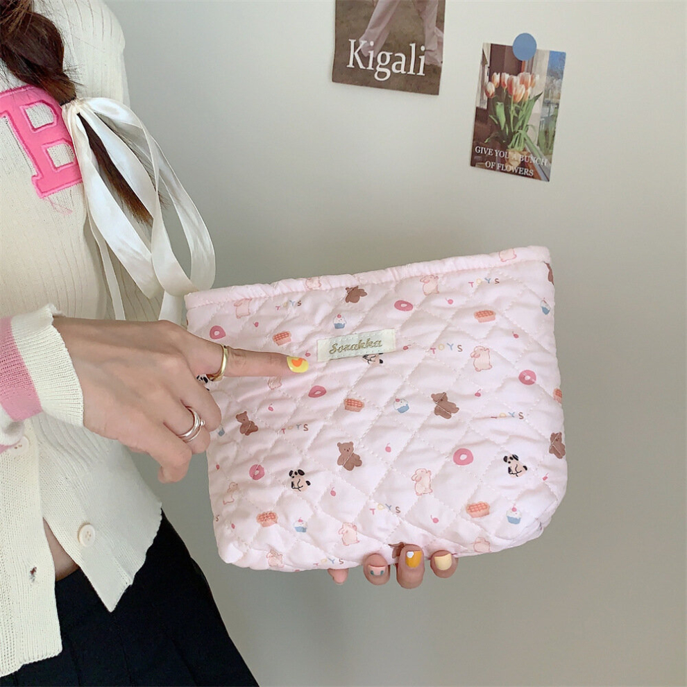 Multicoloured Cartoon Makeup Bag Quilting Travel Cosmetic Bag For Women Makeup Organizer With Large Capacity Zipper Toiletry Bag Gift