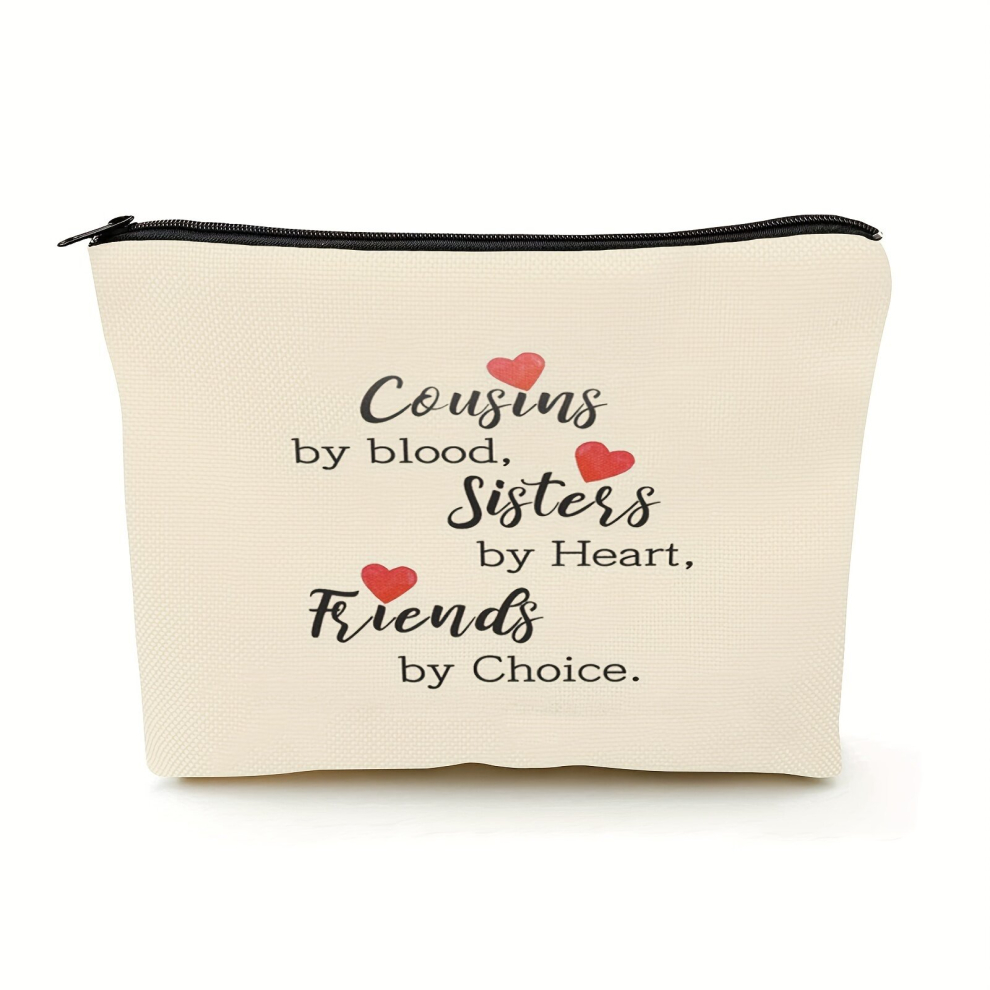 Multicoloured Cousin For Women Cousins By Blood Sisters By Heart Friends By Choice Funny Cosmetic Makeup Bag From Daughter Son Kids Novelty Birthday Christmas Gradu